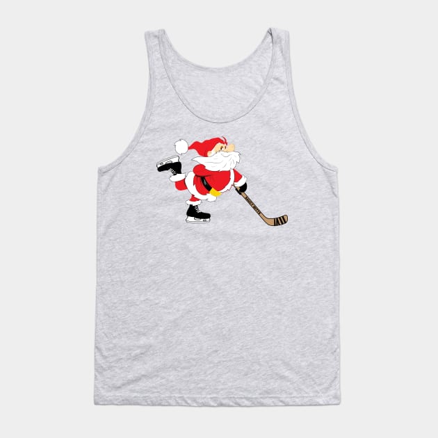 Hockey Christmas Skating Santa Tank Top by SaucyMittsHockey